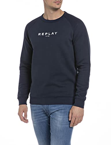 Replay Herren Sweatshirt aus Baumwollmix, Blue 085 (Blau), L von Replay