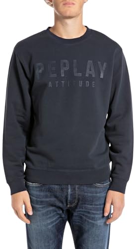 Replay Herren Sweatshirt mit Rundhalsausschnitt, Blau (Blue 088), XL von Replay