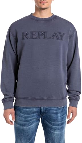 Replay Herren Sweatshirt mit Rundhalsausschnitt, Blau (Deep Royal 792), M von Replay