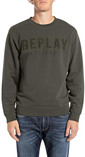 Replay Herren Sweatshirt mit Rundhalsausschnitt, Grün (Dark Olive... 935), M von Replay