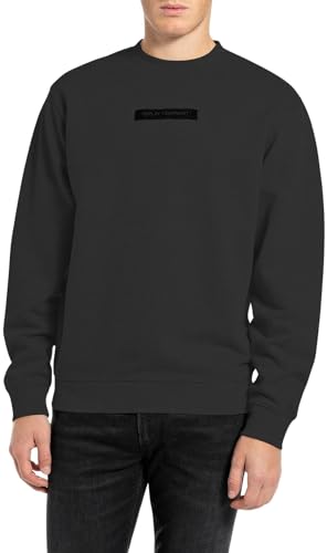Replay Herren Sweatshirt mit Rundhalsausschnitt, Schwarz (Black 098), L von Replay