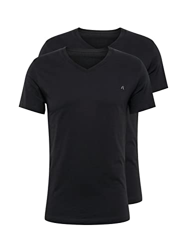 Replay Herren T-Shirt 2er Pack Kurzarm V-Ausschnitt, Schwarz (Black 020), M von Replay