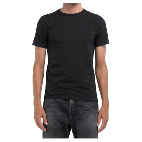 Replay Herren T-Shirt Kurzarm Basic, Schwarz (Black 098), M von Replay