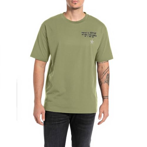 Replay Herren T-Shirt Kurzarm Oversized, Grün (Army 532), XS von Replay