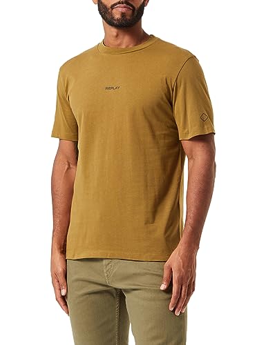 Replay Herren T-Shirt Kurzarm mit Logo, Army Green 238 (Grün), S von Replay