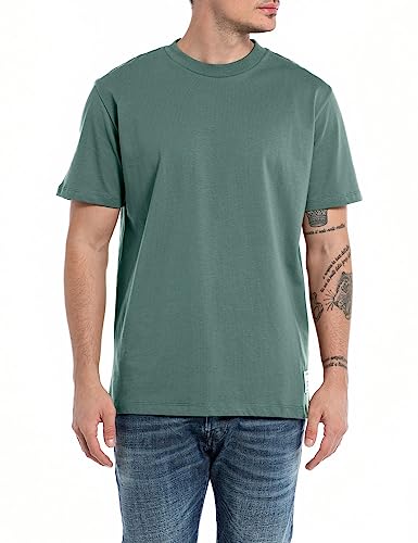 Replay Herren T-Shirt Kurzarm Rundhalsausschnitt Second Life Collection, Grün (Green Essence 336), L von Replay