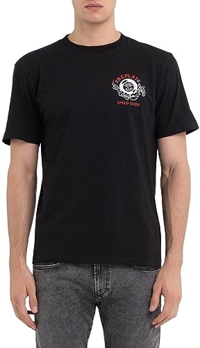 Replay Herren T-Shirt Kurzarm Rundhalsausschnitt Speedshop, Schwarz (Black 098), XL von Replay