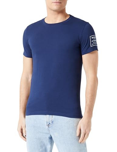 Replay Herren T-Shirt Kurzarm aus Baumwolle, Indigo Blue 271 (Blau), XL von Replay