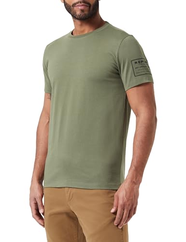 Replay Herren T-Shirt Kurzarm aus Baumwolle, Light Military 408 (Grün), M von Replay