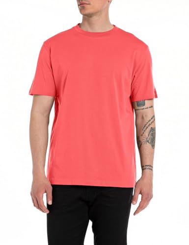 Replay Herren T-Shirt Kurzarm aus Baumwolle, Pale Red 064 (Rot), XL von Replay