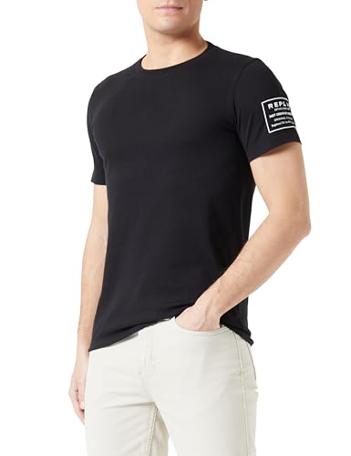 Replay Herren T-Shirt Kurzarm aus Baumwolle, Black 098 (Schwarz), L von Replay