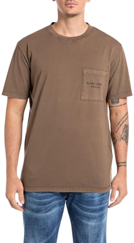 Replay Herren T-Shirt Kurzarm mit Brusttasche, Braun (Mou 028), XL von Replay