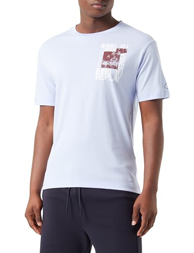Replay Herren T-Shirt Kurzarm aus Baumwolle, Bright Periwinkle 667 (Violett), XL von Replay