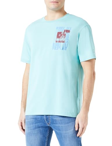 Replay Herren T-Shirt Kurzarm aus Baumwolle, Jade Green 189 (Grün), XL von Replay