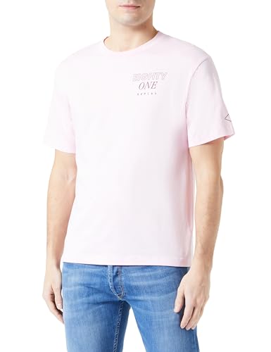 Replay Herren T-Shirt Kurzarm mit Rundhals Ausschnitt, Rosa (066 Bubble Pink), L von Replay