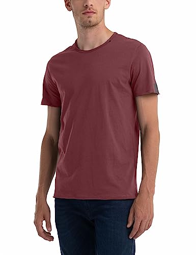 Replay Herren T-Shirt Kurzarm mit Rundhals Ausschnitt, Amaranth Red 164 (Rot), XS von Replay