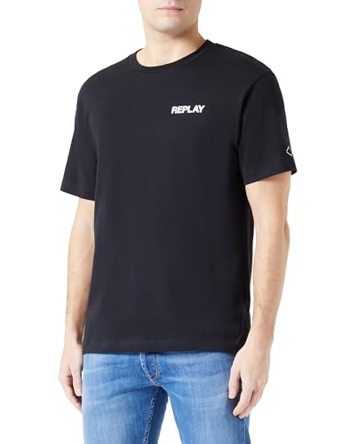 Replay Herren T-Shirt Kurzarm aus Baumwolle, Black 098 (Schwarz), L von Replay