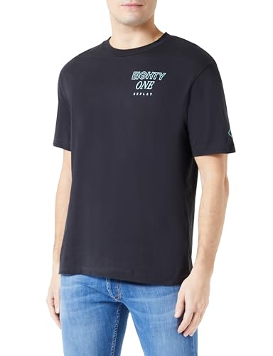 Replay Herren T-Shirt Kurzarm aus Baumwolle, Black 098 (Schwarz), L von Replay