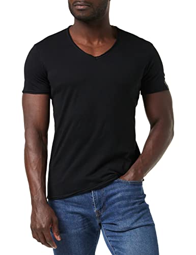 Replay Herren T-Shirt Kurzarm mit V-Neck Ausschnitt, Schwarz (Black 098), M von Replay