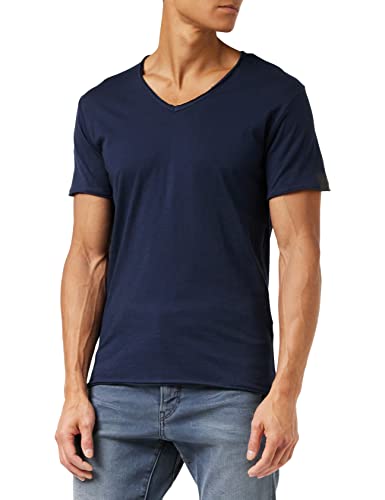 Replay Herren T-Shirt Kurzarm mit V-Neck Ausschnitt, Blau (Midnight Blue 576), XXL von Replay