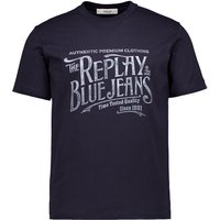 Replay Herren T-Shirt blau Baumwolle von Replay
