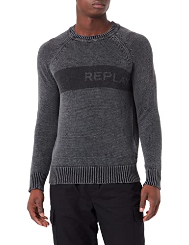 REPLAY Herren UK8502 Pullover, 098 Black, XXL von Replay