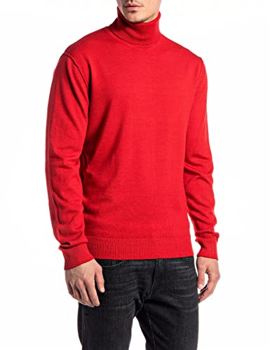 Replay Herren Pullover Rollkragenpullover aus Wolle, Dark Red 158 (Rot), M von Replay