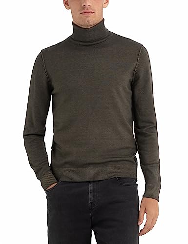 Replay Herren Pullover Rollkragenpullover aus Wolle, Mud Green 950 (Grün), M von Replay