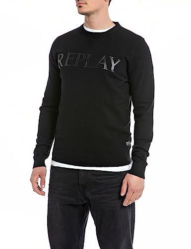 Replay Herren Uk2505 Pullover, 098 Black, L von Replay