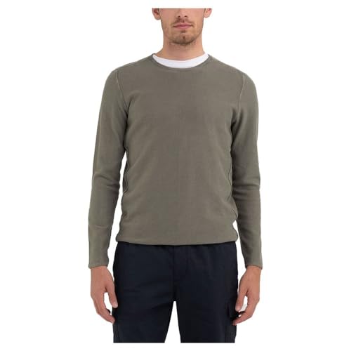 Replay Herren Strickpullover mit Rundhals-Ausschnitt, Military Grey 705 (Grau), M von Replay