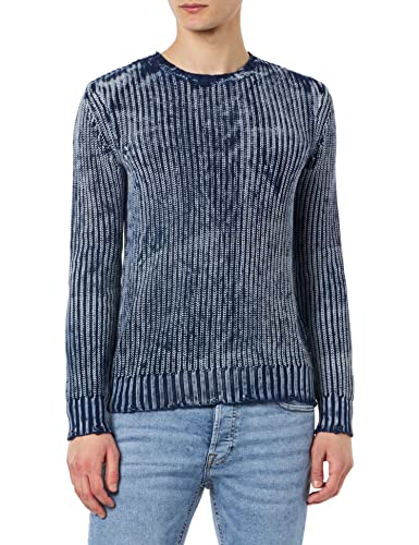 Replay Herren Strickpullover mit Rundhals-Ausschnitt, Blue 085 (Blau), XL von Replay