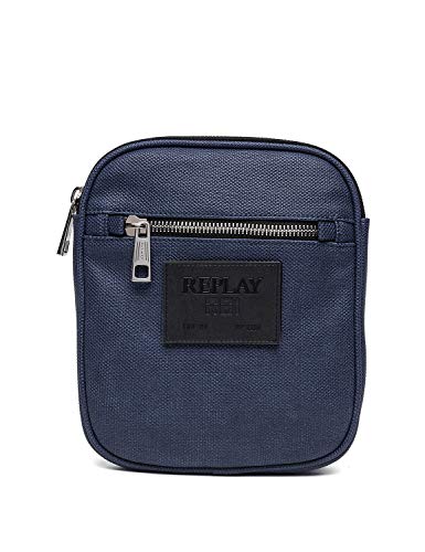 Replay Herren Umhängetasche Eco Leder Blau, blau von Replay