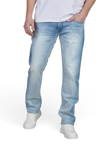 Replay Jeans Herren Stretch Straight Fit Grover Jeanshose Hose Denim, Länge:32L, Farbe:Light Blue Denim (MA972Z.000.917.010), Weite:33W von Replay