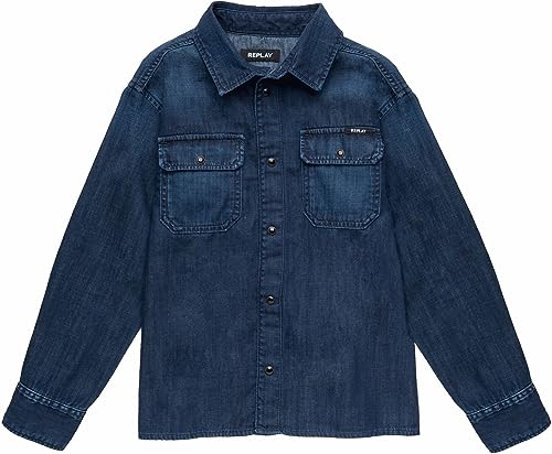 Replay Jungen Hemd Jeanshemd, Blau (Medium Blue 009), 10 Jahre von Replay