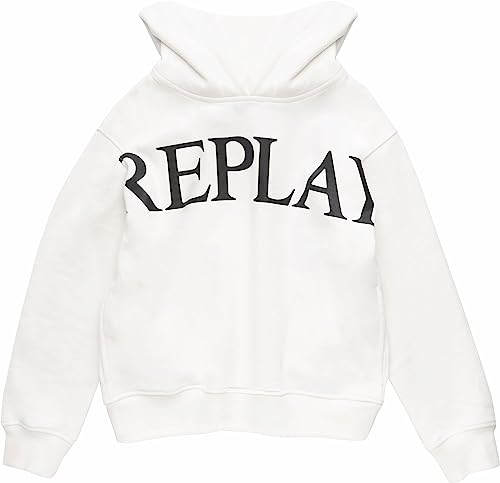 Replay Jungen Hoodie Baumwolle, Weiß (Natural White 011), 12 Jahre von Replay