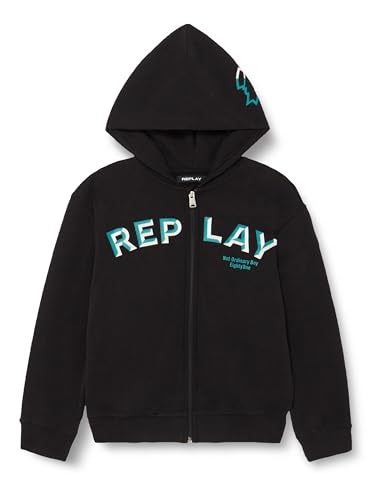 Replay Jungen Hoodie mit Reißverschluss, Schwarz (Black 098), 10 Jahre von Replay