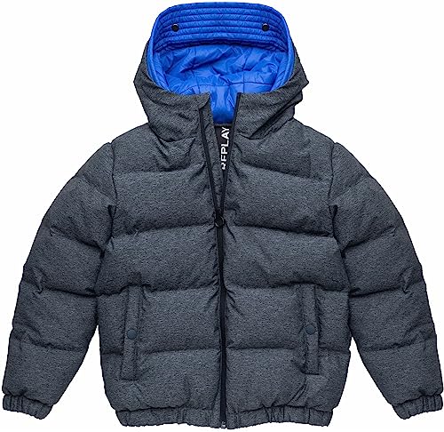 Replay Jungen Jacke Winterjacke Steppjacke mit Kapuze, Blau (Effect Denim Dark 020), 14 Jahre von Replay