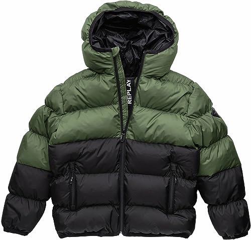 Replay Jungen Jacke Steppjacke mit Kapuze, Military Green 821 (Grün), 12 Jahre von Replay