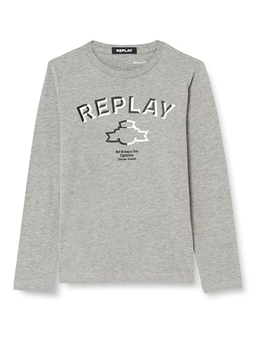 Replay Jungen Langarmshirt aus Baumwolle mit Logo, Grey Melange M02 (Grau), 10 Jahre von Replay