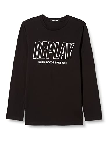 Replay Jungen Langarmshirt Baumwolle mit Logo, Schwarz (Black 098), 6 Jahre von Replay