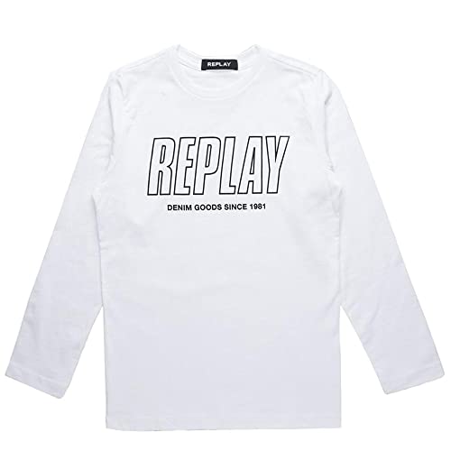 Replay Jungen Langarmshirt mit Logo, White 001 (Weiß), 6 Jahre von Replay