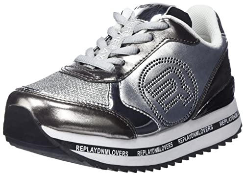 REPLAY Jungen Mädchen Penny JR Sneaker, 051SILVER Black, 32 EU von REPLAY