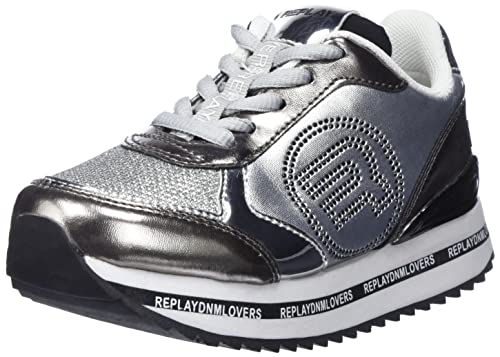 REPLAY Jungen Mädchen Penny JR Sneaker, 051SILVER Black, 32 EU von Replay