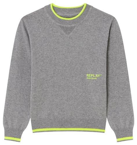 Replay Jungen Pullover Baumwoll/Kaschmirmix, Grau (Medium Grey Melange M06), 12 Jahre von Replay