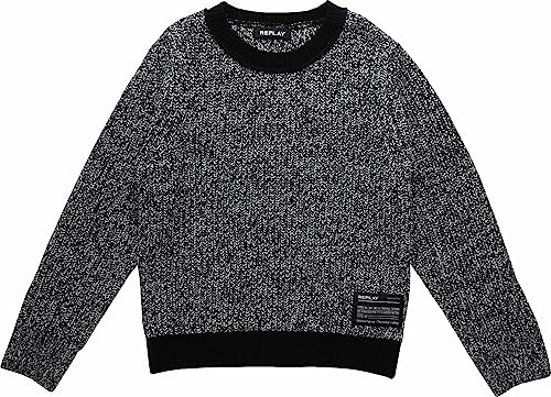 Replay Jungen Pullover Wollmix, Mehrfarbig (Twisted Black/White 010), 4 Jahre von Replay