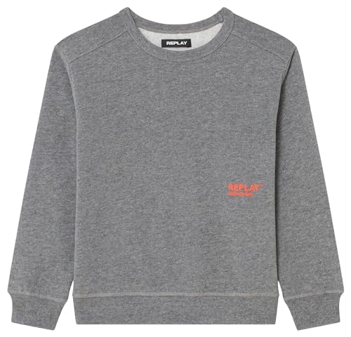 Replay Jungen Sweatshirt Logo aus Baumwollmix, Grey Melange. M14 (Grau), 10 Jahre von Replay