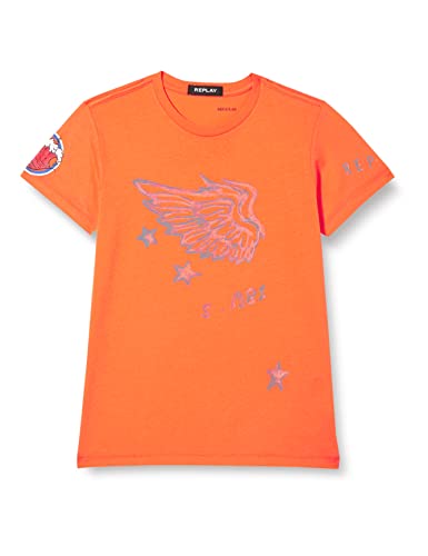 Replay Jungen T-Shirt Kurzarm mit Print, Melon 648 (Orange), 6 Jahre von Replay