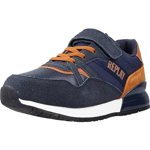 Replay Jungen Sneaker Junior 3 Klettverschluss, Blau (Dk Navy Tan 3276), 31 von Replay