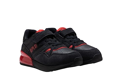 Replay Jungen Sneaker Junior 3 Klettverschluss, Schwarz (Black Red 178), 28 von Replay