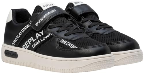 Replay Jungen Sneaker mit Klettverschluss, Schwarz (Black White 008), 36 von Replay